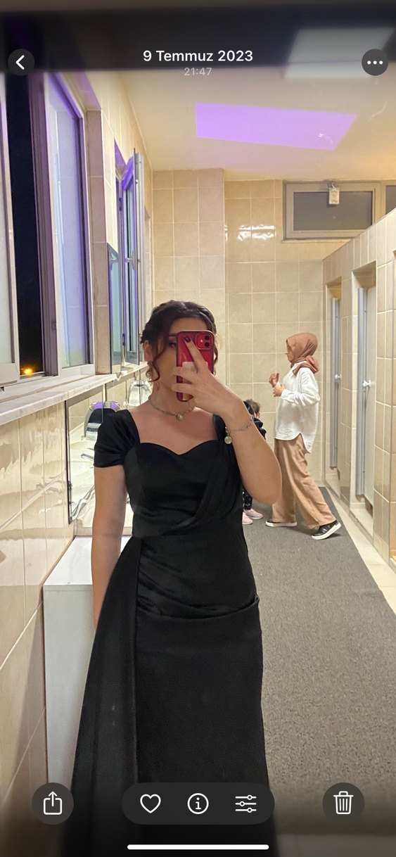 Siyah Straplez Midi Uzun Abiye Elbise - Görsel 2