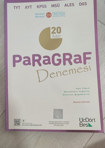 15 Adet Paragraf Denemesi Sınav Hazırlık Kitabı