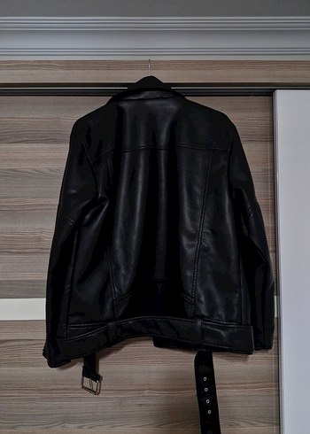 m Beden siyah Renk Pull&Bear Kadın Siyah Oversize Deri Biker Ceket