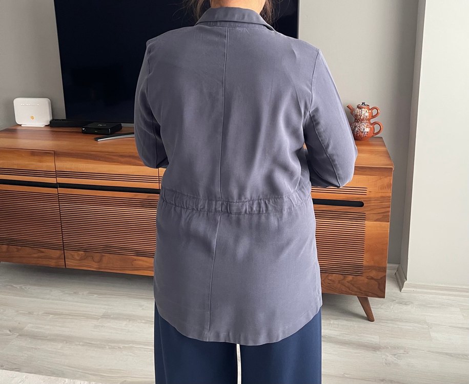 Gri Kemerli Kadın Blazer Ceket - Görsel 3