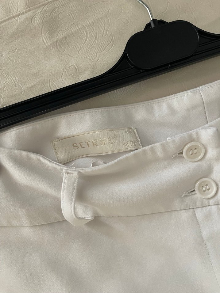 Beyaz Kadın Midi Kumaş Pantolon - Görsel 2