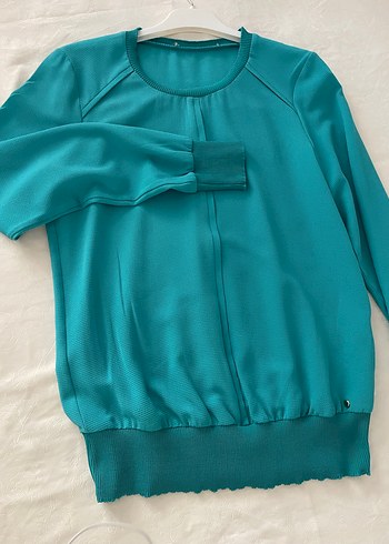 Turkuaz Uzun Kollu Basic Bluz - Görsel 2