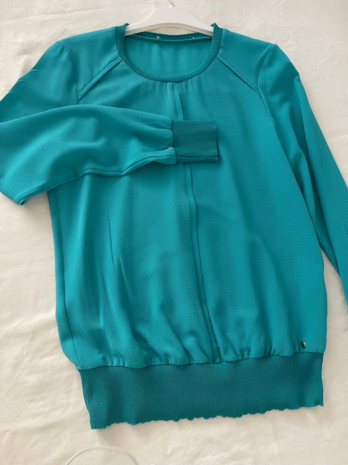 Turkuaz Uzun Kollu Basic Bluz - Görsel 2