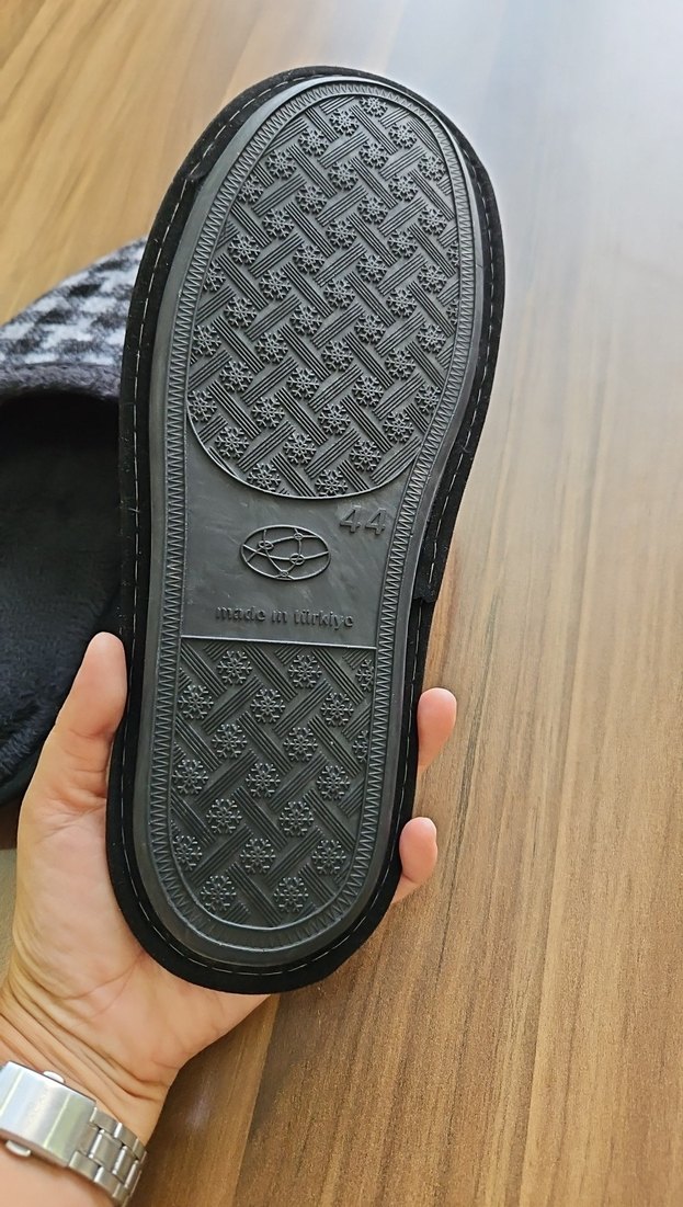 Gri Kareli Örgü Kadın Ev Terliği - Görsel 3