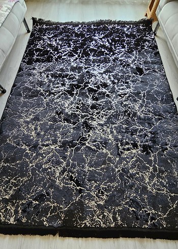 Yumuşak Dokulu Simli Desenli Modern Tavşan Tüyü Halı