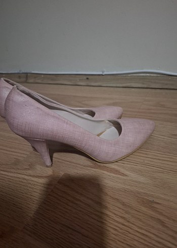 39 Beden pembe Renk Pembe Büzgülü Stiletto Topuklu Kadın Ayakkabı
