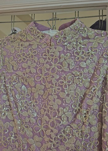 38 Beden Mor Vintage Uzun Abiye Elbise