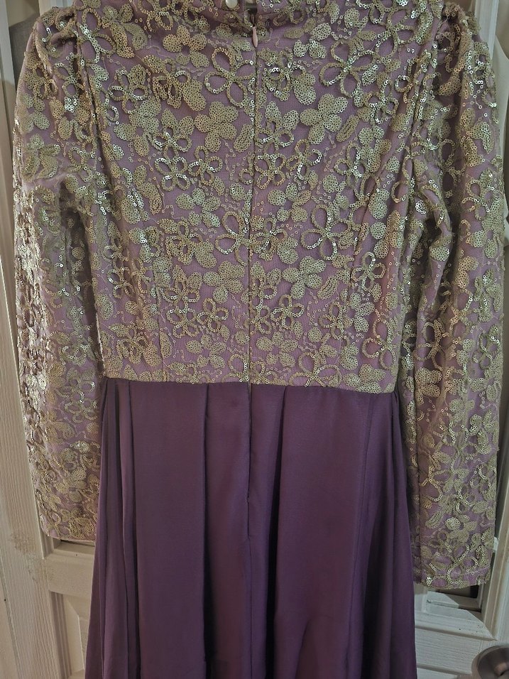 Mor Vintage Uzun Abiye Elbise - Görsel 4