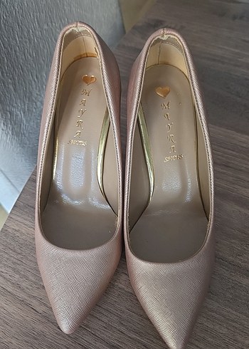 36 Beden ten rengi Renk Bej Saten Stiletto Topuklu Kadın Ayakkabı