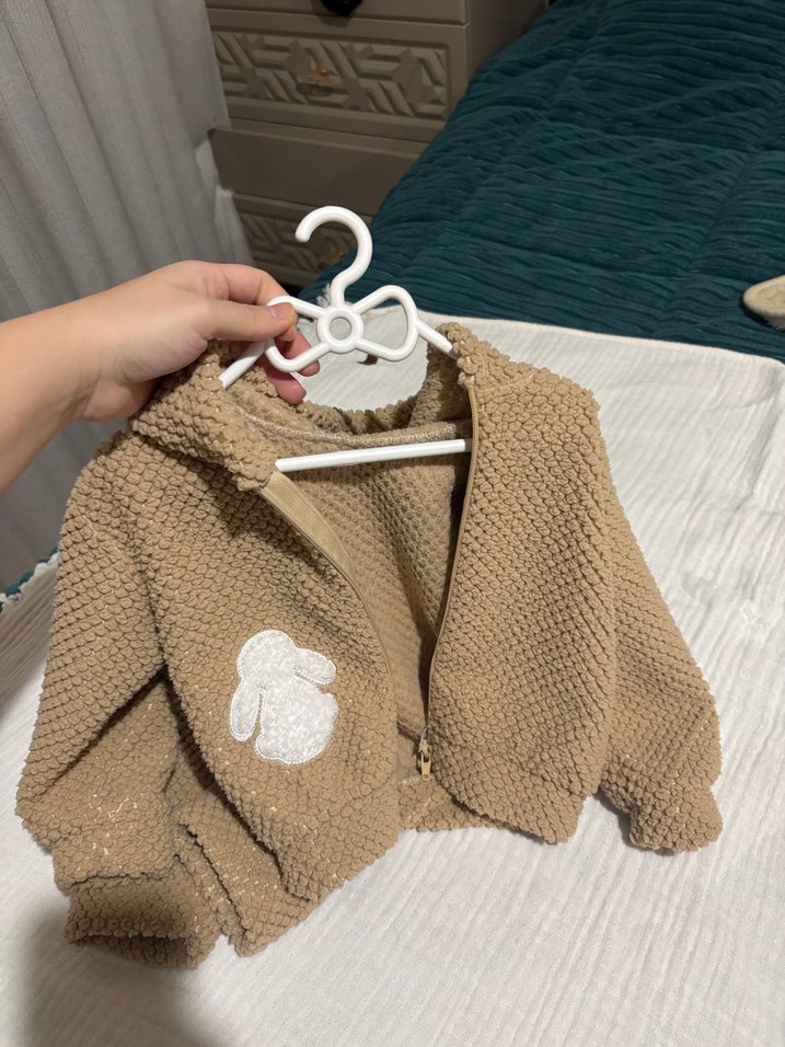 Erkek-kız
 Çocuk Kahverengi Örgü hırka takım - Görsel 2