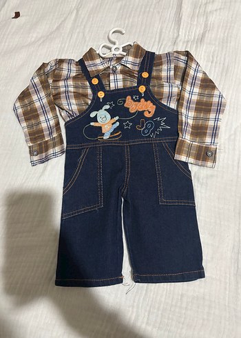 Erkek Çocuk Kahverengi Bol Kesim Denim Salopet - Görsel 2