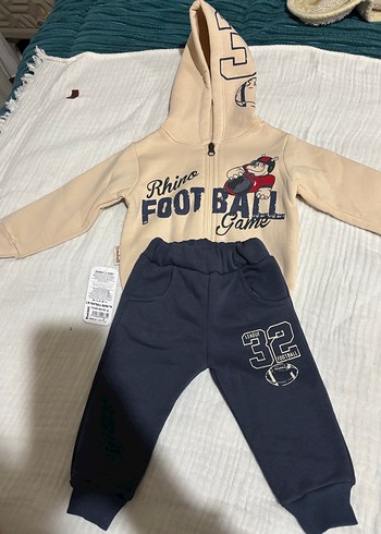 Kahverengi Kapüşonlu Erkek Bebek Eşofman Takımı - Görsel 2