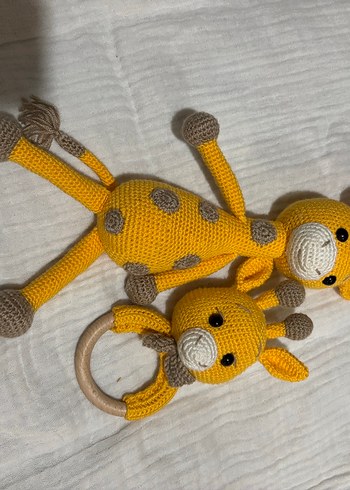 Sarı Örgü Zürafa Diş Kaşıyıcı ve Çıngırak - Görsel 2