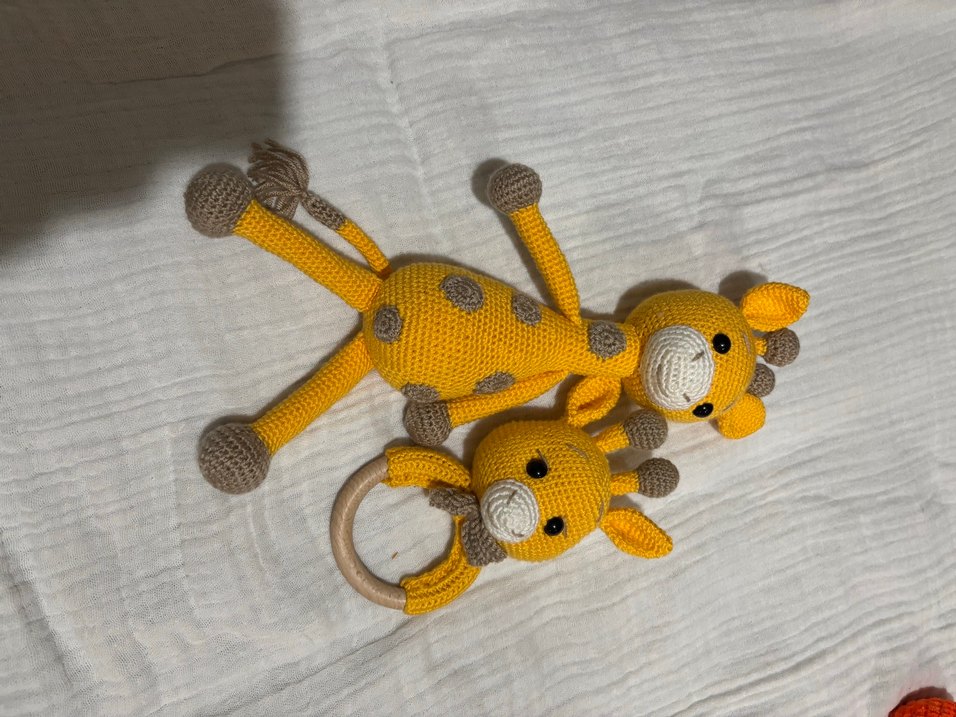 Sarı Örgü Zürafa Diş Kaşıyıcı ve Çıngırak - Görsel 2