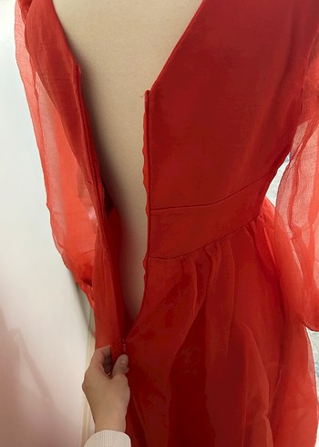 Kırmızı Bohem Uzun Abiye Elbise - Görsel 6