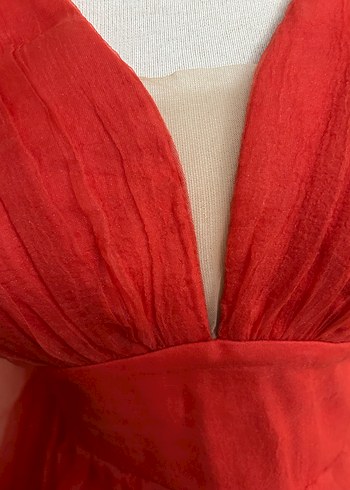 Kırmızı Bohem Uzun Abiye Elbise - Görsel 3