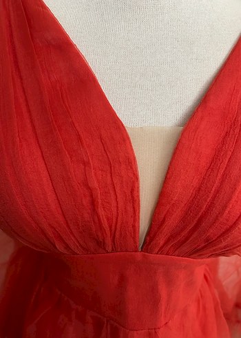 Kırmızı Bohem Uzun Abiye Elbise - Görsel 5