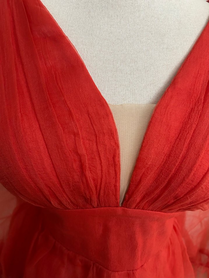 Kırmızı Bohem Uzun Abiye Elbise - Görsel 5