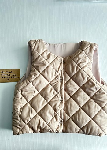 Çıt çıtlı  Bej  Kısa çocuk Yelek - Görsel 2