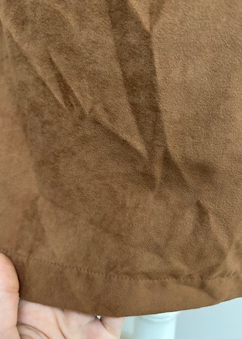 Kahverengi Süet Mini Etek - Görsel 2