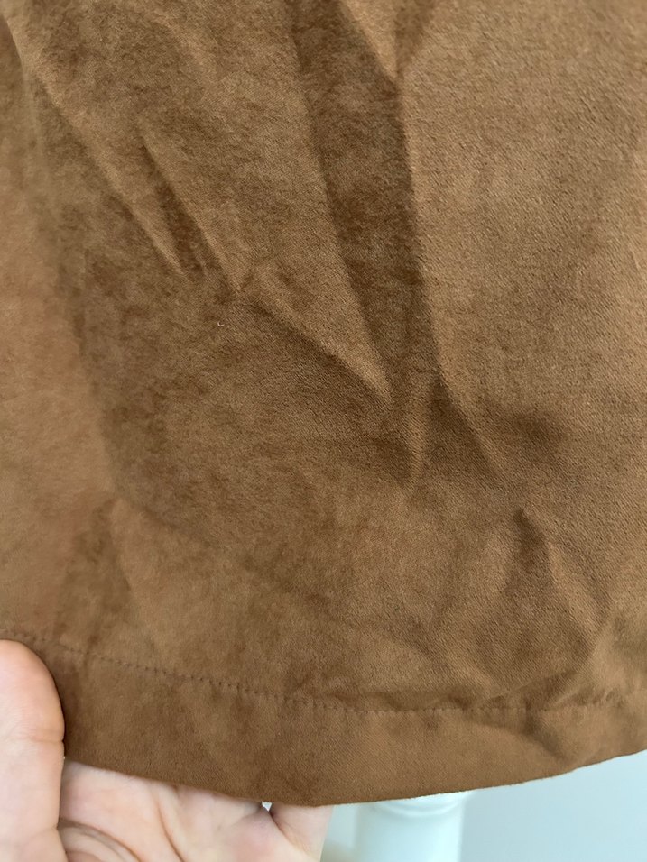 Kahverengi Süet Mini Etek - Görsel 2