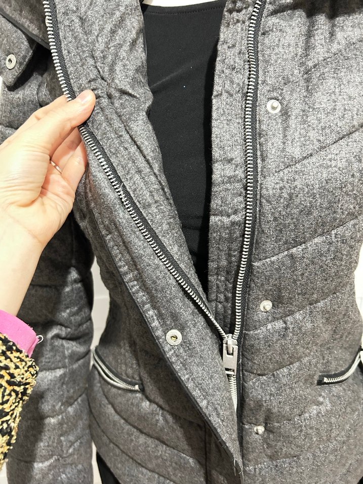 Kürk Detaylı Gri Kadın Kışlık Mont - Görsel 5