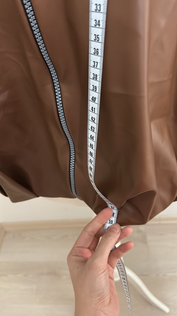 Kadın Kahverengi Deri Fermuarlı Ceket - Görsel 4