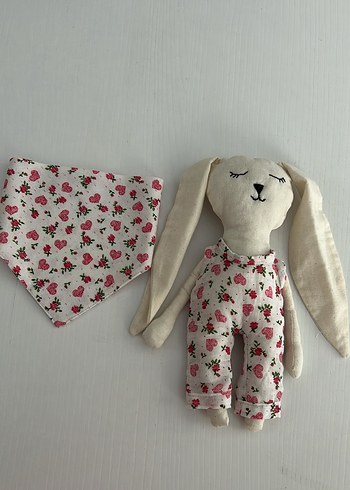 Pastel Beyaz Tavşan Peluş Oyuncak Ve Yakalık - Görsel 2