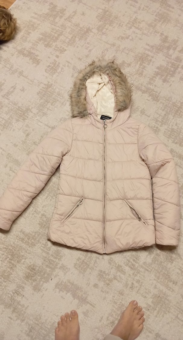 Kız Çocuk Bej Kürk Detaylı Mont - Görsel 2