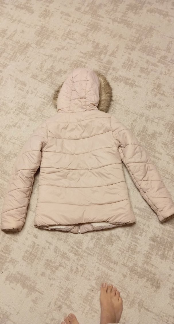 Kız Çocuk Bej Kürk Detaylı Mont - Görsel 3