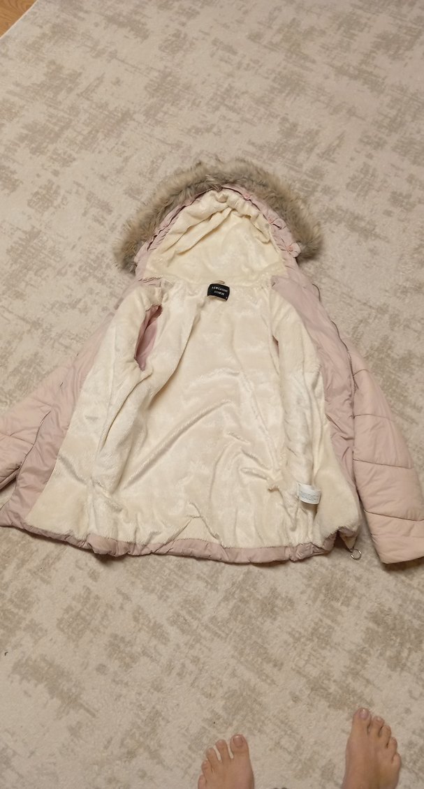 Kız Çocuk Bej Kürk Detaylı Mont - Görsel 4