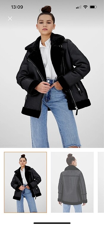 Stradivarius Siyah Biker Mont