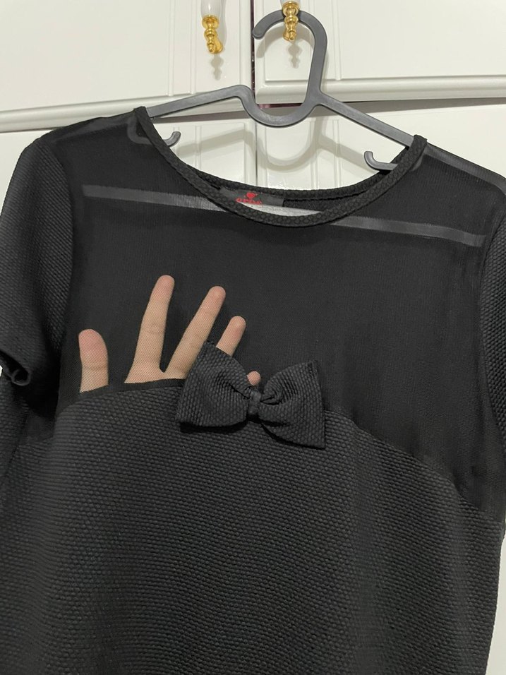 Kemerli Siyah Midi Kadın Elbise - Görsel 4