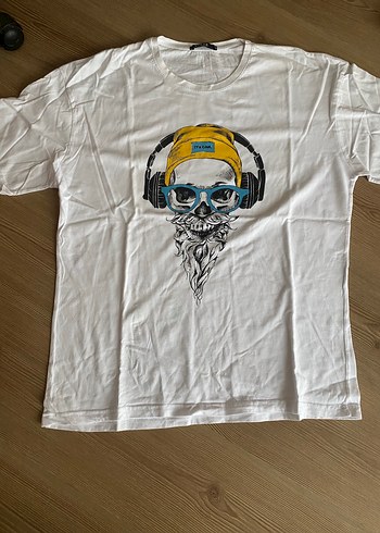 Beyaz Baskılı Erkek T-shirt