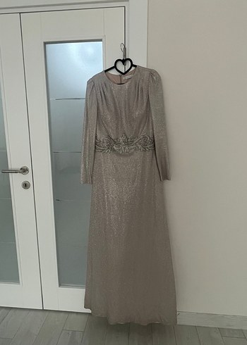 Abiye Tesettür Bej renk Beden 40