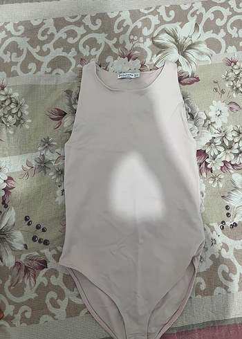 m Beden Pudra pembesi Yüksek Yakalı Kolsuz Body