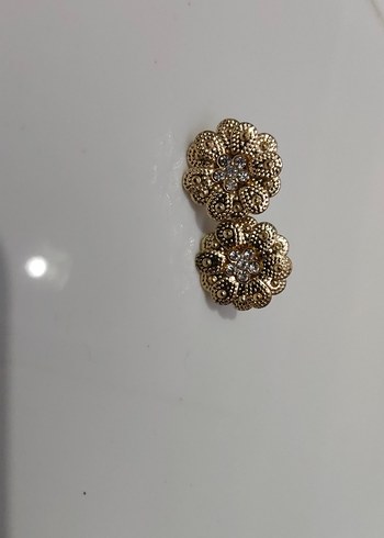 Vintage Altın Renkli Midi Düğmeli Küpe