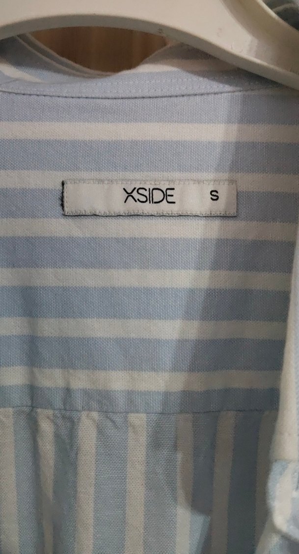 Mavi Çizgili Uzun Kollu Keten Gömlek - Görsel 2