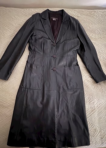 Zara Siyah gercek deri uzun ceket