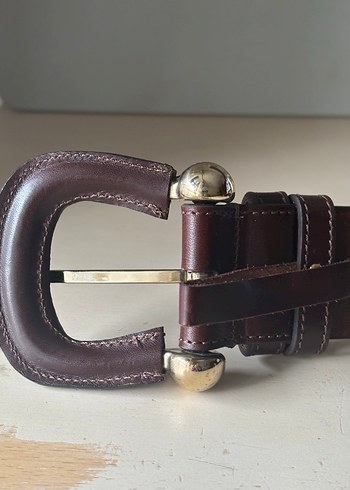 Orijinal Burberry koyu kahve deri kadin kemer - Görsel 3