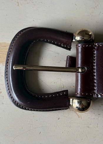 Orijinal Burberry koyu kahve deri kadin kemer - Görsel 2