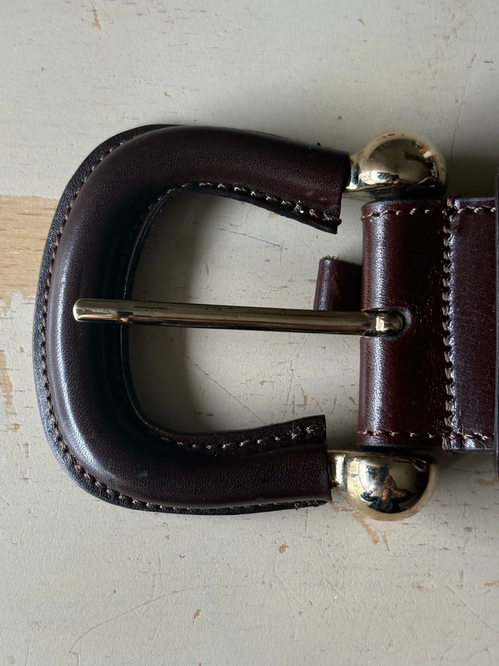 Orijinal Burberry koyu kahve deri kadin kemer - Görsel 2