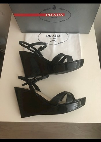 39 Beden siyah Renk Prada Siyah Platform Topuklu Kadın Sandalet