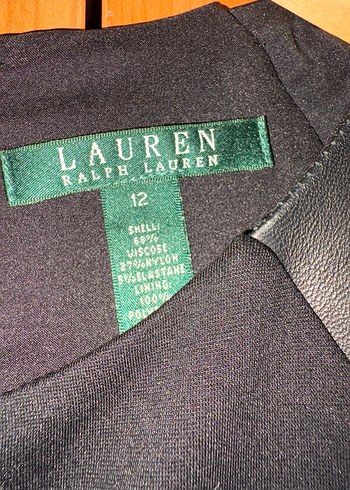 Ralph Lauren Siyah V Yakalı Midi Kadın Ofis Elbisesi