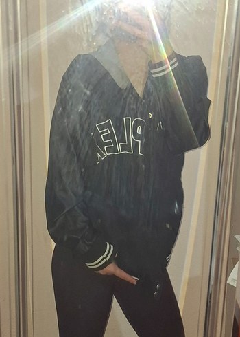 Siyah Puf Kollu Deri Kadın Ceket - Görsel 2