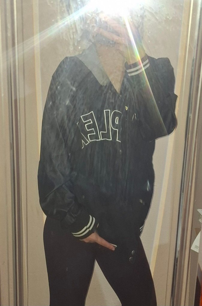 Siyah Puf Kollu Deri Kadın Ceket - Görsel 2