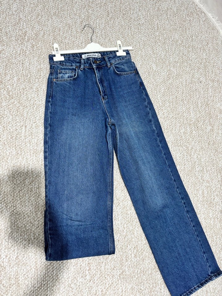 Kadın Mavi Bol Kesim Kot Pantolon - Görsel 2