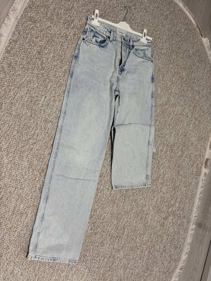 Açık Mavi Bol Kesim Denim Kadın Kot Pantolon - Görsel 2