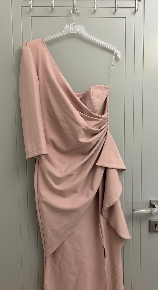 Pudra Drapeli Uzun Abiye Elbise - Görsel 2