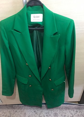 38 Beden Düğmeli Yeşil Kadın Blazer Ceket